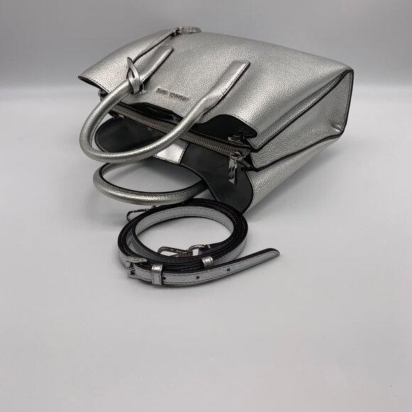 Michael Kors Silver Pebbled Leather Small Ruthie Satchel - Picture 10 of 10